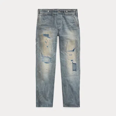 Rrl Engineer Fit Repaired Carpenter Trouser In Blue