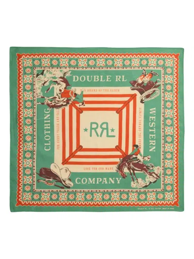 Rrl Equestrian-print Cotton Handkerchief In Green