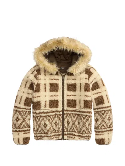 Rrl Faux-fur Hooded Jacket In Brown