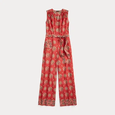 Rrl Floral-print Cotton Sleeveless Jumpsuit In Multi