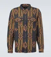 Rrl Floral Striped Cotton Jacquard Shirt In Brown