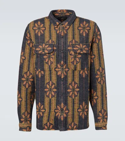 Rrl Floral Striped Cotton Jacquard Shirt In Green