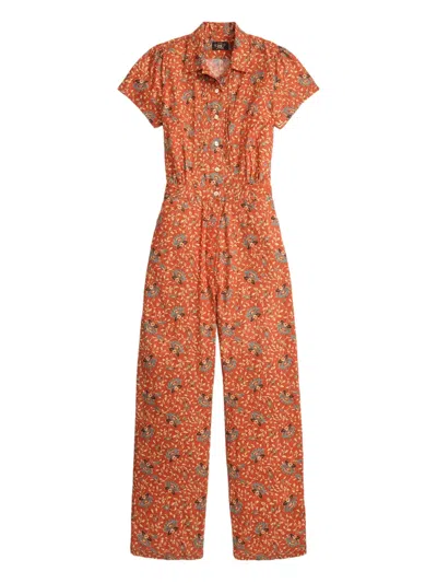 Rrl Floral-print Jumpsuit In Brown