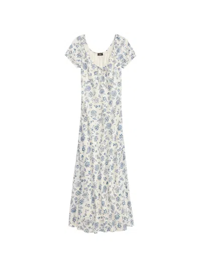 Rrl Floral-print Maxi Dress In Blue