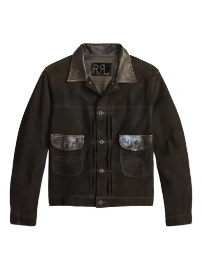 Rrl Fringed Leather Jacket In Green