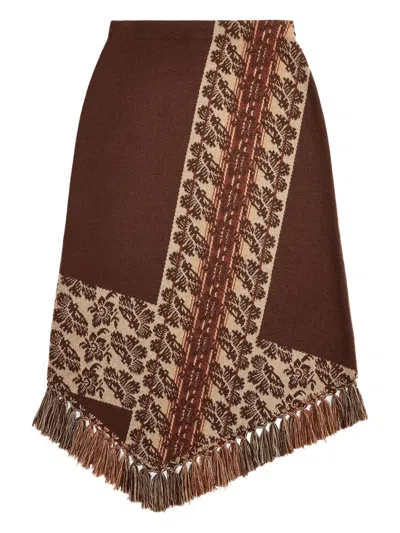 Rrl Gemusterter Midirock Mit Fransen In Brown