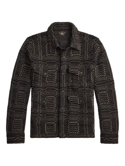 Rrl Geometric Knitted Overshirt In Brown