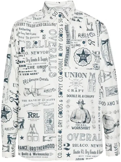 Rrl Graphic-print Cotton Shirt In White