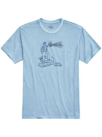 Rrl Graphic-print Cotton T-shirt In Blue