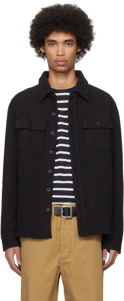 Rrl Gray Button Shirt In Navy/grey Heather