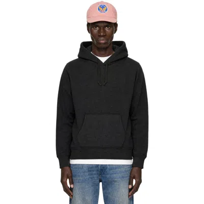 Rrl Gray French Terry Hoodie In Charcoal Heather/mul