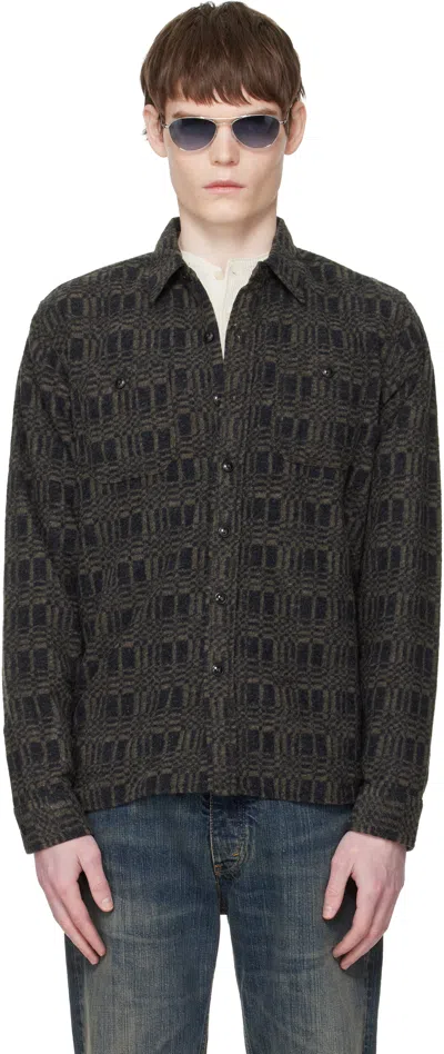 Rrl Gray Jacquard-knit Wool-blend Work Shirt In Black