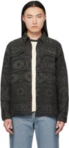 Rrl Abstract-pattern Overshirt In Black