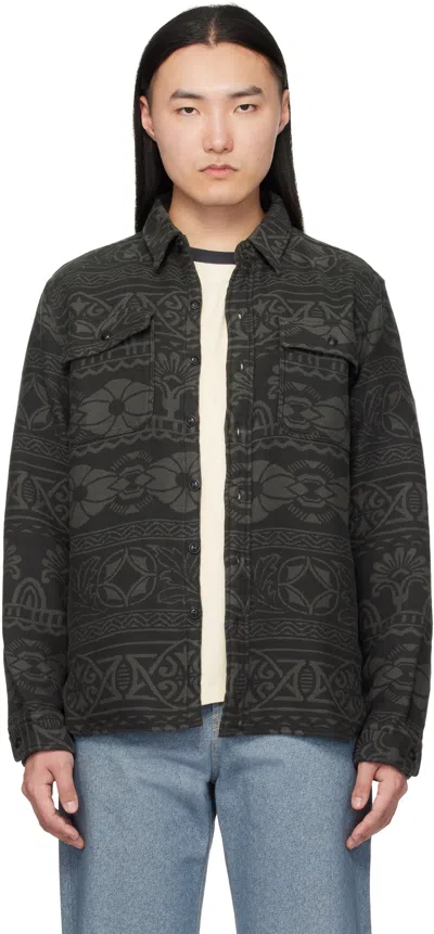 RRL GRAY JACQUARD WORK SHIRT