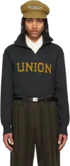 Rrl Gray Long Sleeve Cotton Half-zip Sweater In Faded Black