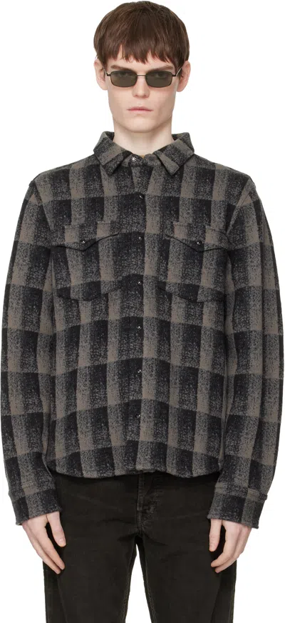 Rrl Gray Wool-cashmere Western Overshirt In Multi