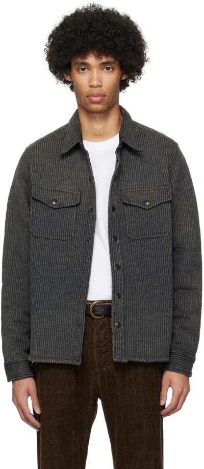 Rrl Ernest Striped Brushed Cotton-blend Shirt In Black/multi