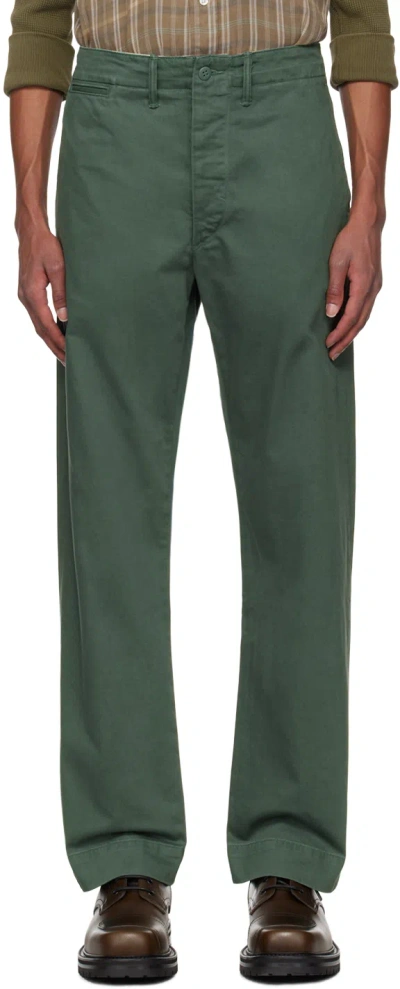 Rrl Green Twill Field Trousers In Gas Station Green