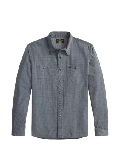 Rrl Grid-pattern Long-sleeved Shirt In Blue