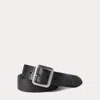 Rrl Hand-burnished Leather Belt In Black