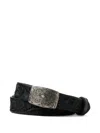 Rrl Hand-tooled Leather Belt In Black