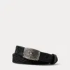 Rrl Hand-tooled Leather Belt In Black