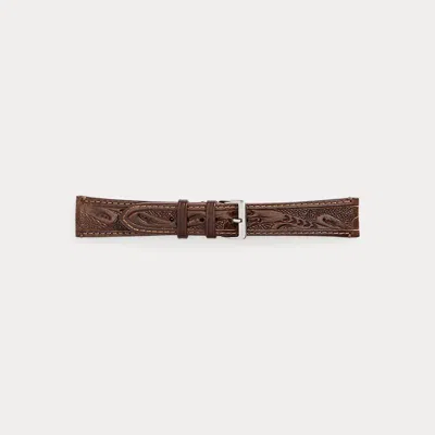 Rrl Hand-tooled Leather Wristwatch Strap In Brown