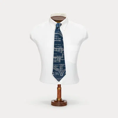 Rrl Handmade Cotton-linen Graphic Tie In Blue