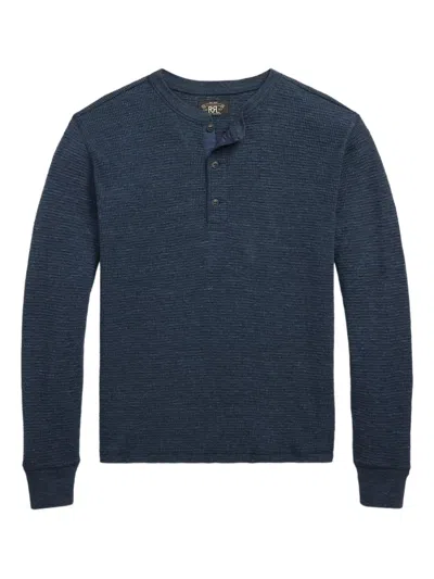 Rrl Henley Cotton T-shirt In Blue
