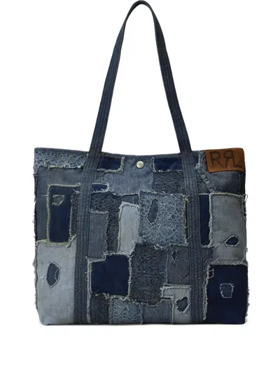 Rrl Hercules Patchwork Denim Tote Bag In Blue