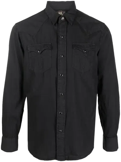 Rrl Heritage Front Press-stud Fastening Shirt In Black
