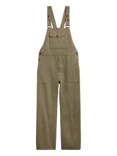 Rrl Herringbone Buttoned Dungarees In Green
