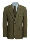 Rrl Herringbone-pattern Patch-pocket Blazer In Green