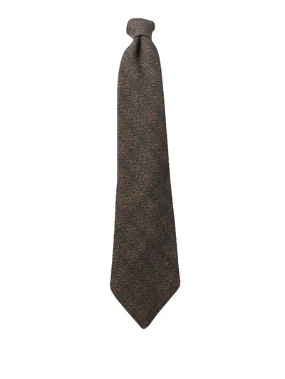 Rrl Herringbone-pattern Tie In Gray