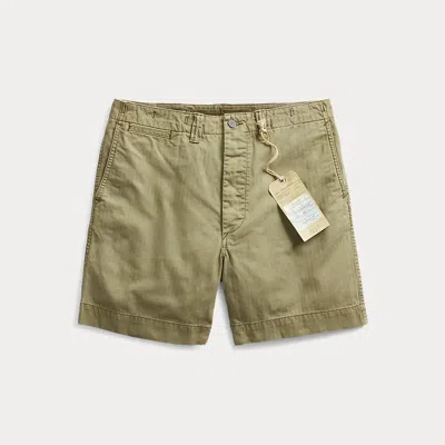 Rrl Herringbone Twill Field Short In Green