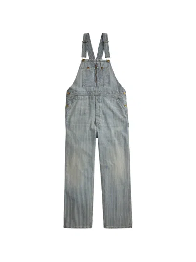 Rrl Hickory-stripe Dungarees In Multi