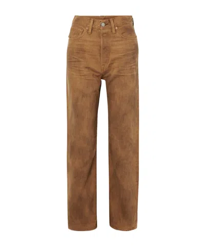 Rrl High-rise Straight-leg Jeans In Brown