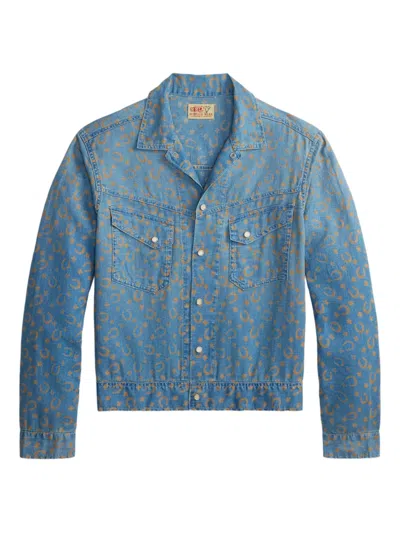 Rrl Horseshoe-print Shirt In Blue