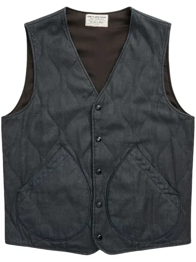 Rrl Hudson Quilted Denim Gilet In 蓝色