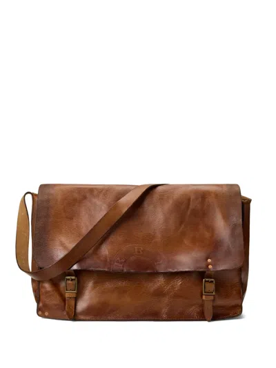 Rrl Hugo Buckle Leather Messenger Bag In Brown