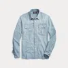 Rrl Blue Lightweight Denim Shirt In Clearfield Wash