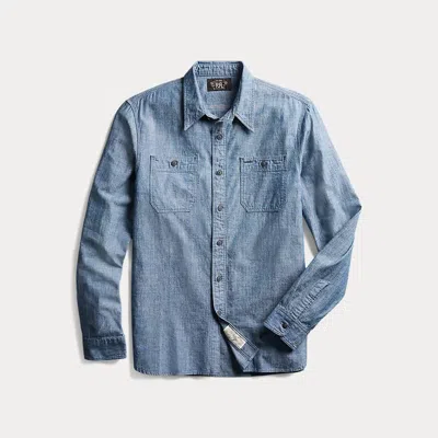 Rrl Indigo Chambray Workshirt In White