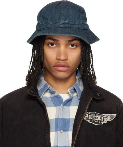 Rrl Indigo Denim Bucket Hat In Dark Indigo Wash
