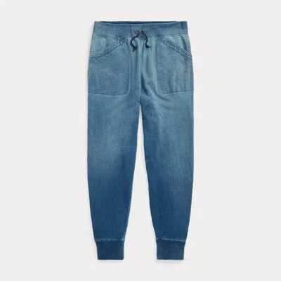 Rrl Indigo French Terry Tracksuit Bottoms In Blue