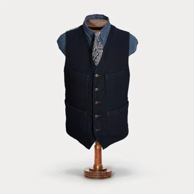 Rrl Indigo Herringbone Waistcoat In Blue