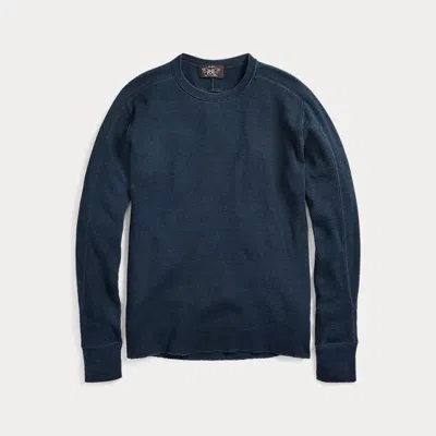 Rrl Indigo Jacquard-knit Crewneck In Blue