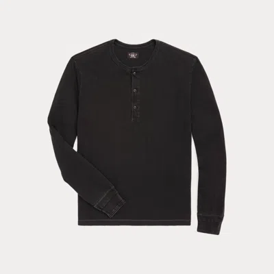Rrl Indigo Jersey Henley Shirt In Black