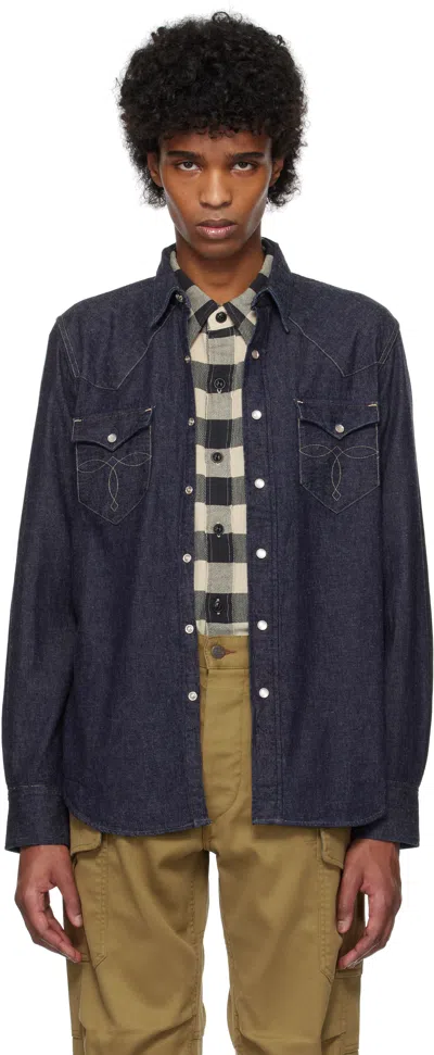 Rrl Indigo Slim Fit Western Denim Shirt In Rinse