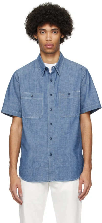 Rrl Indigo Spread Collar Shirt