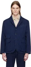 Rrl Indigo Unconstructed Twill Blazer In Indigo/white